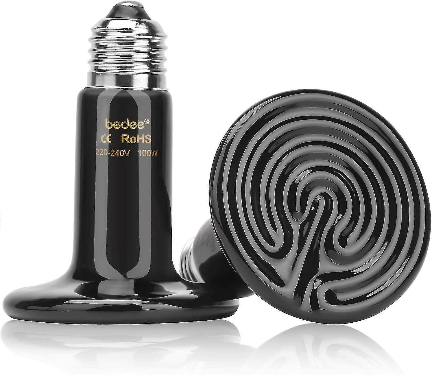 Λαμπτήρας θερμότητας, βολβός θερμότητας, υπέρυθρος λαμπτήρας θερμότητας, κεραμικός λαμπτήρας θερμότητας, υπέρυθρος λαμπτήρας θερμότητας 100w για αμφίβια / ερπετά / γκόμενα / φίδι / χελώνα (πακέτο 2)