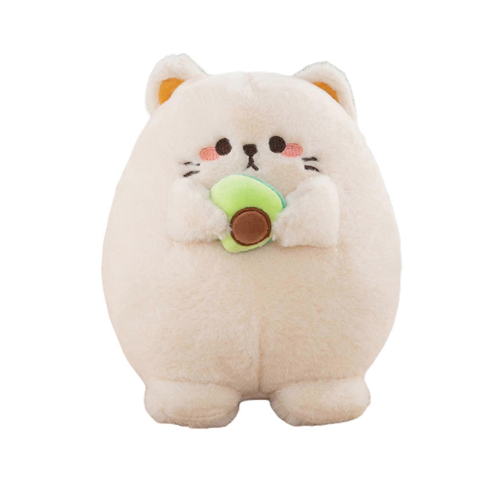 Cat Plush Toy Fat Face Kitten Doll Hold Avocado Plushie Soft Pillow Sofa Ornament Lovely Stuffed Animal Doll Plush Pillow Baby Appease Toy Christmas G