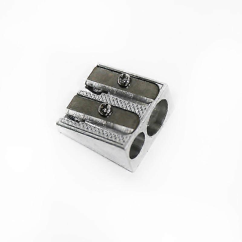 Metal Pencil Sharpener With 2 Holes, Manual Twin Metal Dual Sharpening Blade Double Holes Rectangular Pencil Sharpener (2pcs, Silver) -t