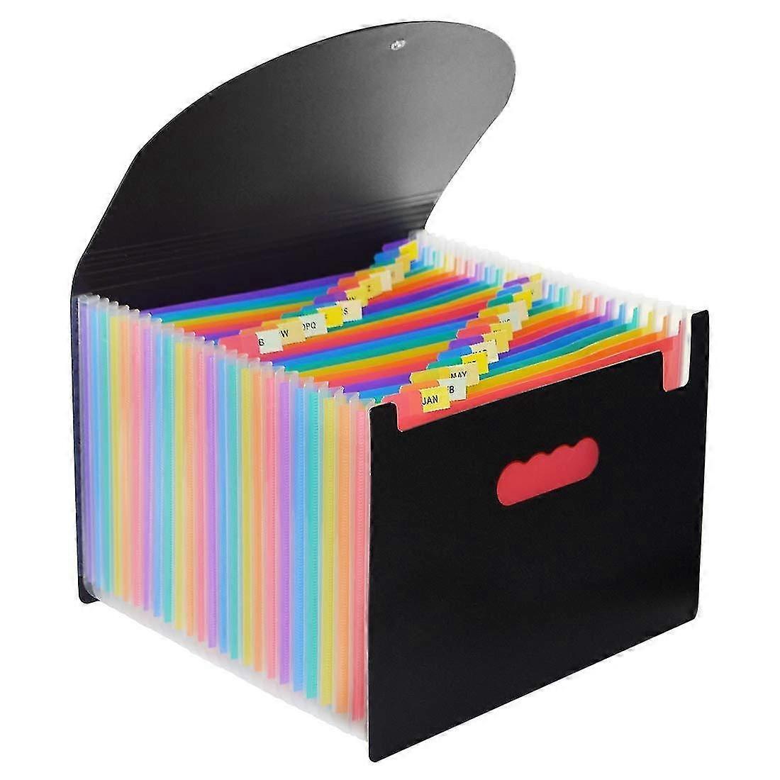 24 Pocket Extended File Folder mit Deckel, A4 Letter-Größe erweiterbare File Storage Box mit Deckel, Can C