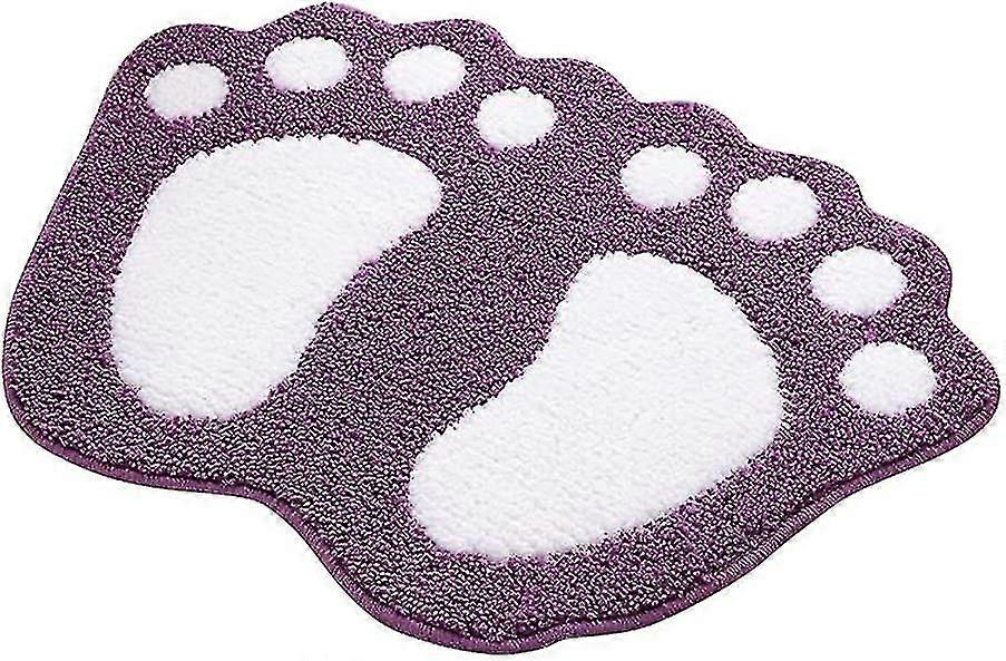 Anti-slip And Absorbent Bathroom Rug, Big Feet Design, Polyester, Purple, 40 X 60 Cm