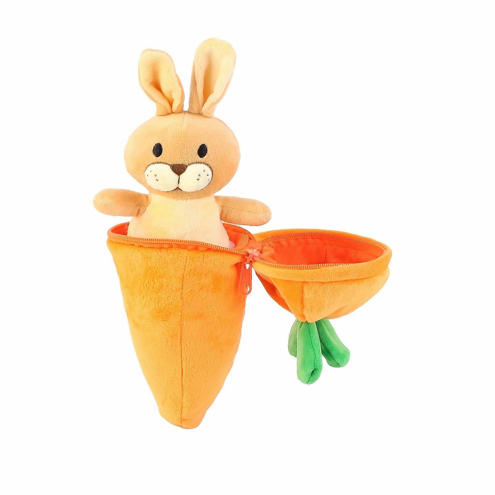 28cm Easter Plush Carrot Bunny Stuffed Surprise Zip Up Rabbit Hideaway Inspired Gift Birthday Decor Creative Throw Plush Toys