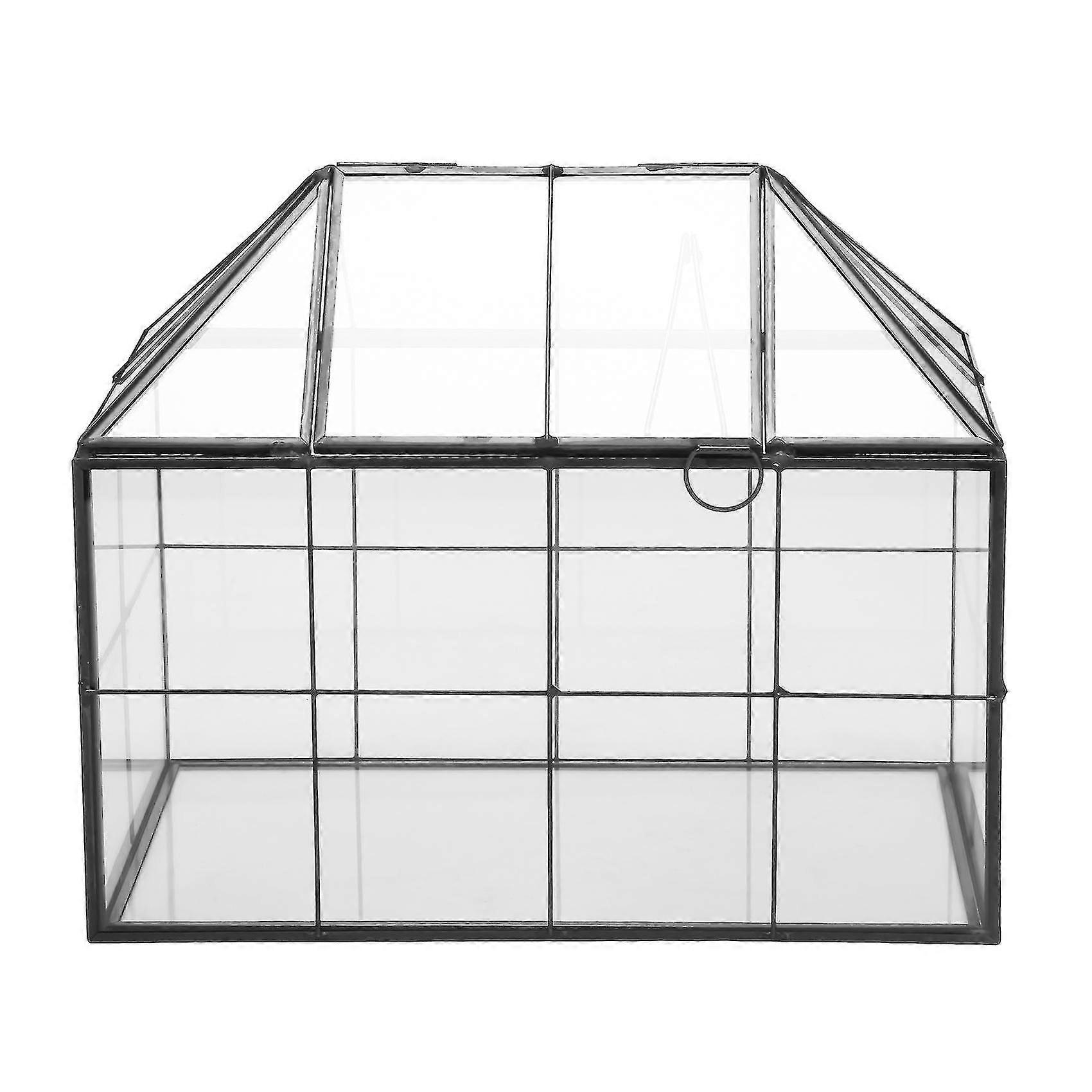 زجاج زجاج Terrarium اليدوية منزل شكل حاوية زجاجية هندسية مع غطاء سوينغ زارع داخلي