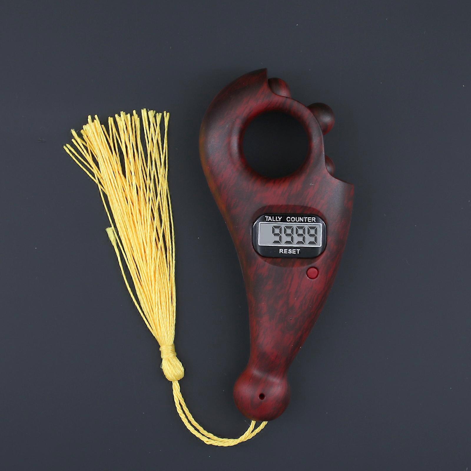 Red Digital Finger Counter with Buddha Beads Electronic Display Finger Counter Hand Counting Counter for Buddhist Prayer Decompression Toy