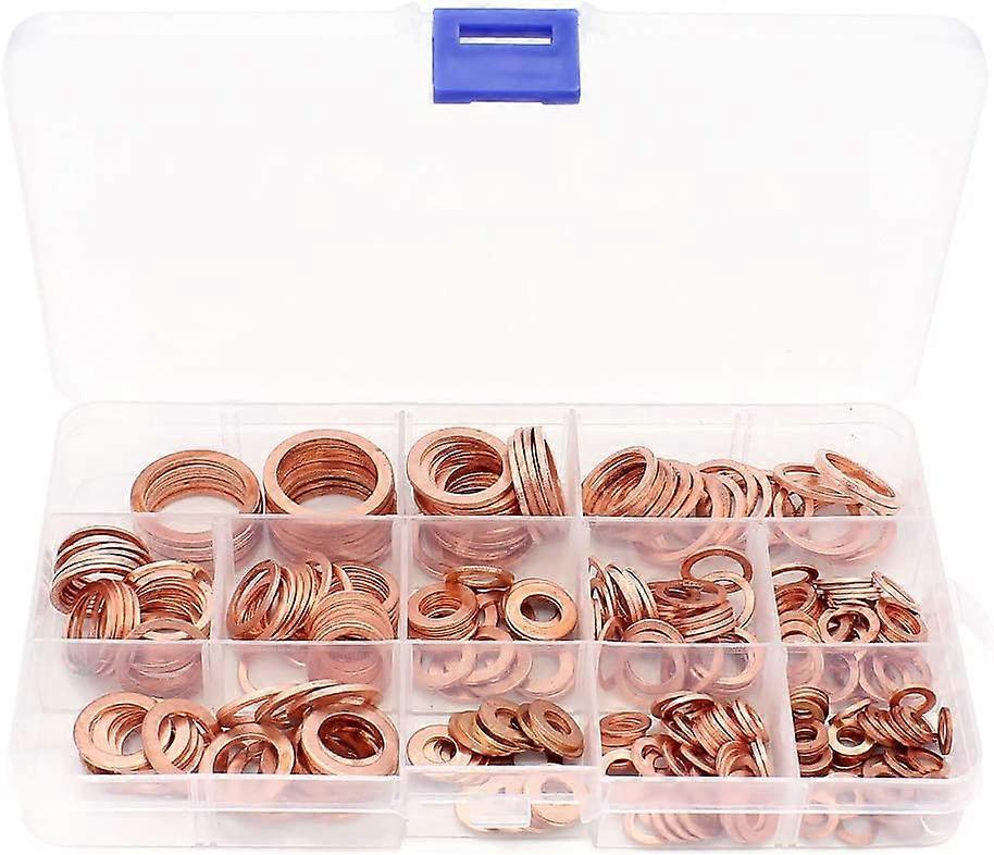 300Pcs Copper Washer Flat Washers Copper Assortment Kit