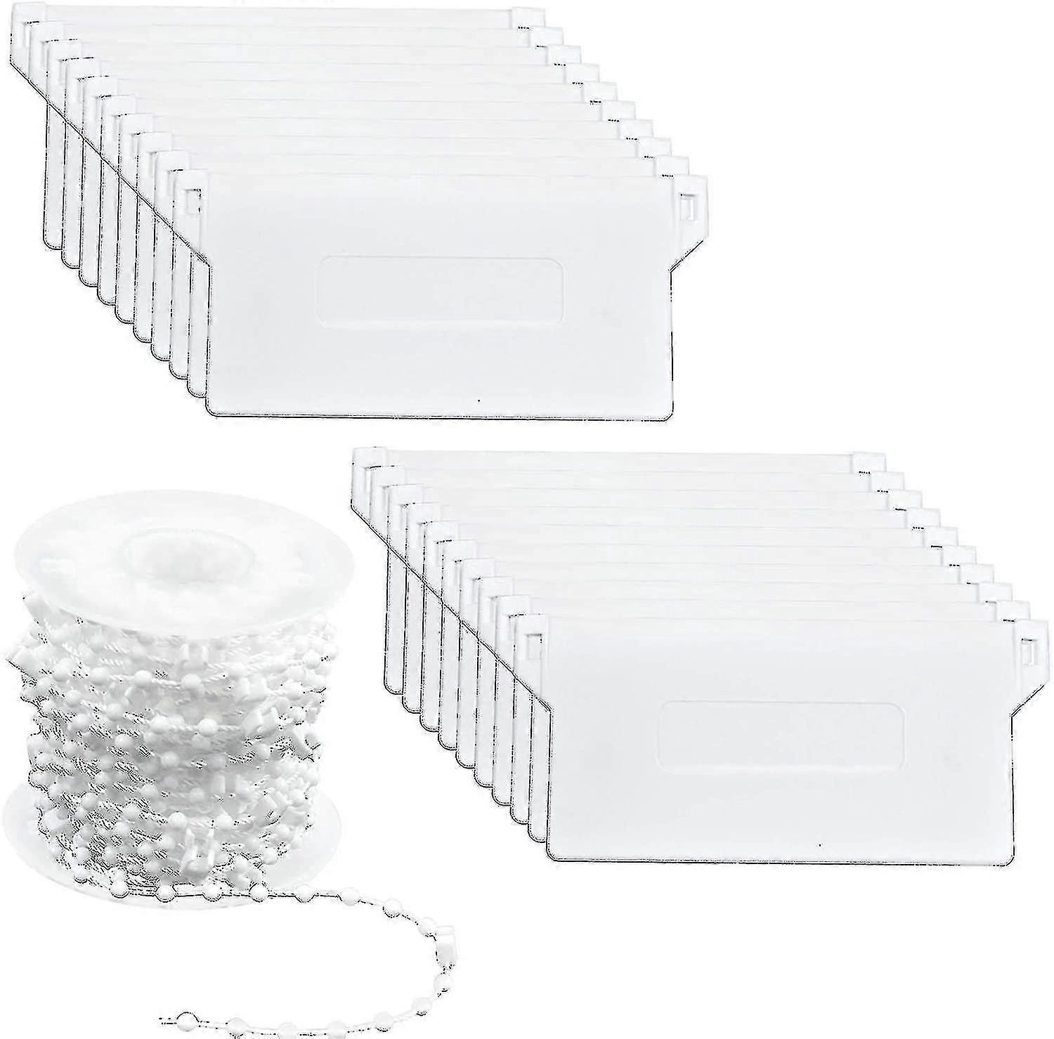 20 Pieces Vertical Blind Weights Bottom Slats 89 Mm (3.5 Inch) & 10m Plastic Vertical Blind Chains For Curtain Vertical Blinds Repair Kit, White