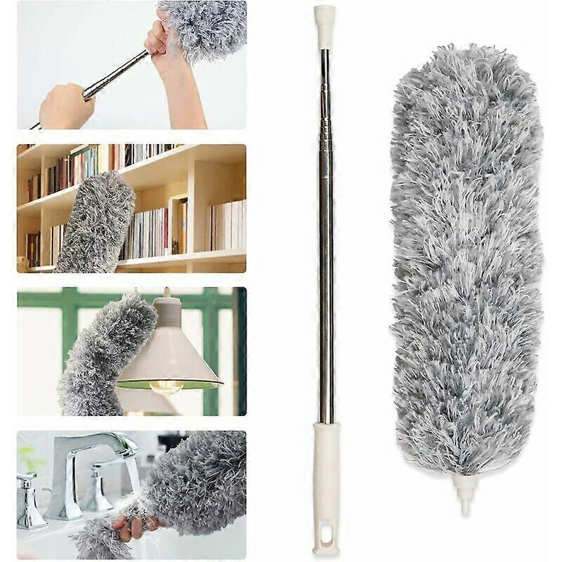 Telescopic Duster with Stainless Steel Extension, Flexible Anti-Static and Washable Duster Perfect for Removing Dust in Your Home or Car