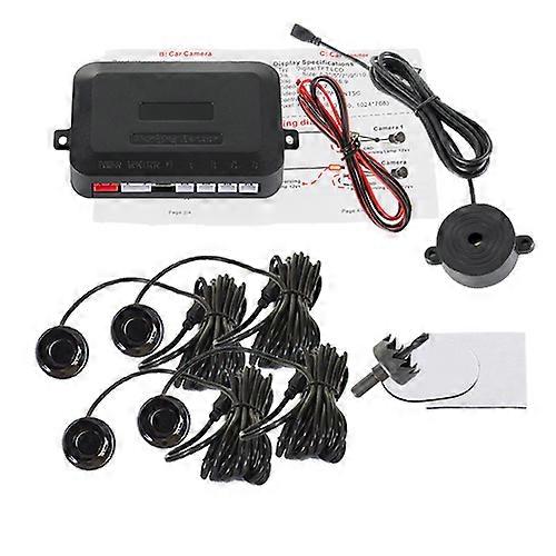 Car Parking Sensor Kit Buzzer 4 Sensors With Drill Hole Saw 22mm Reverse Radar Sound Alert Indicator System 8 Colors