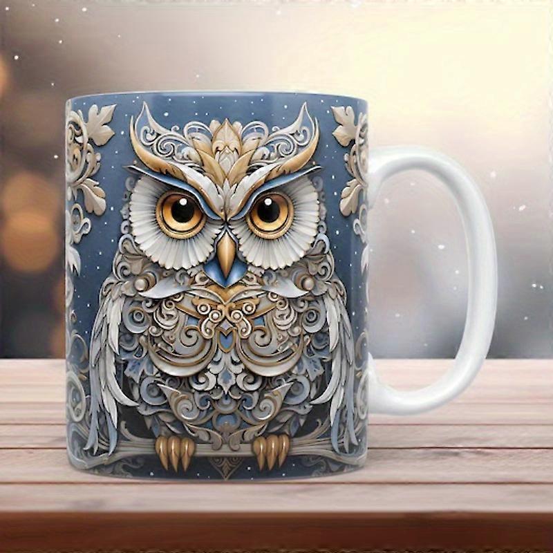 Adorable 3D Owl Ceramic Coffee Mug - Unique Broken Wall Pattern Design - Durable & Stylish Tea Cup for Aesthetic Sipping Experience