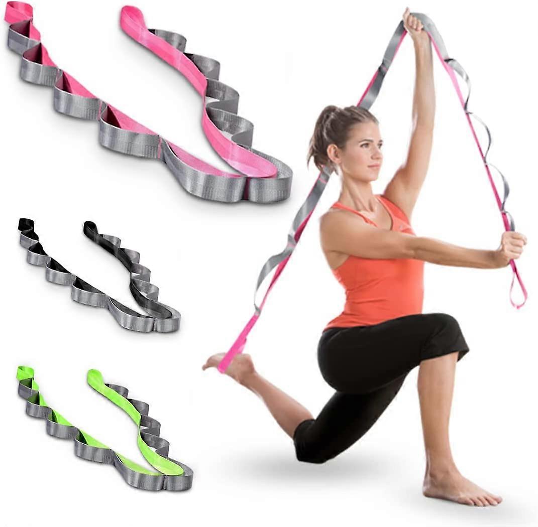 Shiatsu Yoga Elastic Band 2.4m Exercise Band for Flexibility, Gymnastics, Workout - Non-Stretch High Quality Woven Nylon Elastic Band, Pink