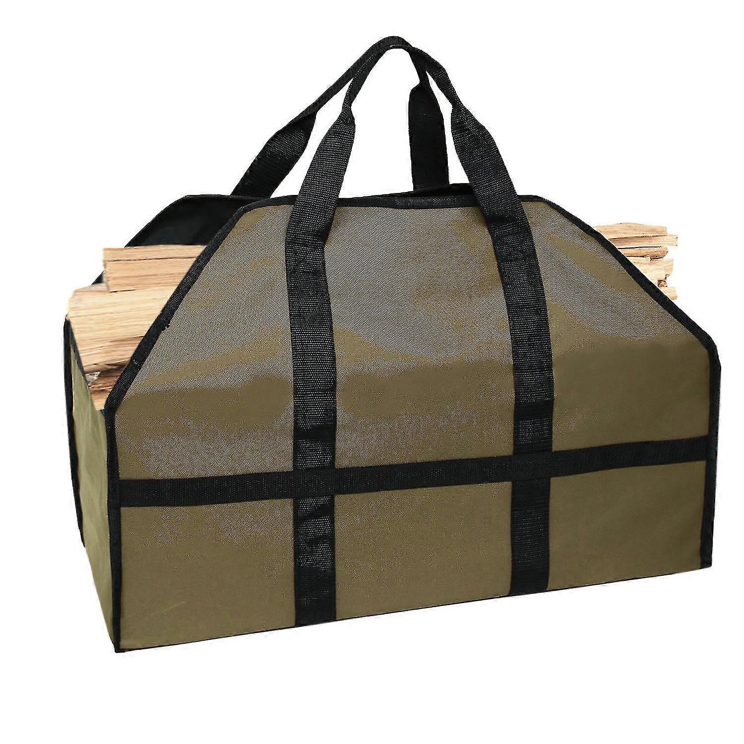 Large Log Basket, Bag Holder Extra Large Log Basket Holder Canvas Bag Log Carrying Firewood Holder For Wood,61X29X41.5Cm,Shallow Khaki