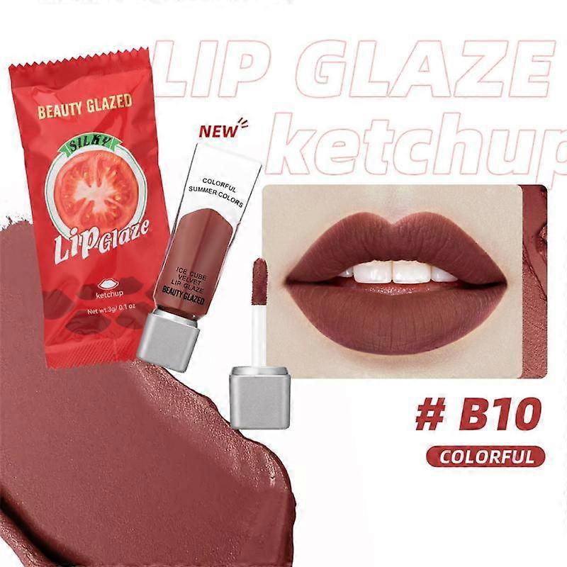 BEAUTÉ GLACÉE Tomate Style Mignon Glaçage à lèvres Durable Antiadhésif Coupe Brouillard Mat Lèvres Boue Hydratant