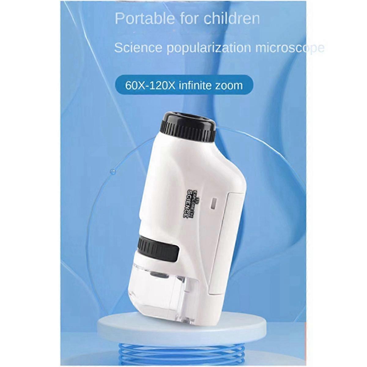 Microscope portable Science Laboratory Mini Microscope de poche alimenté par batterie Microscope pour enfants Blanc
