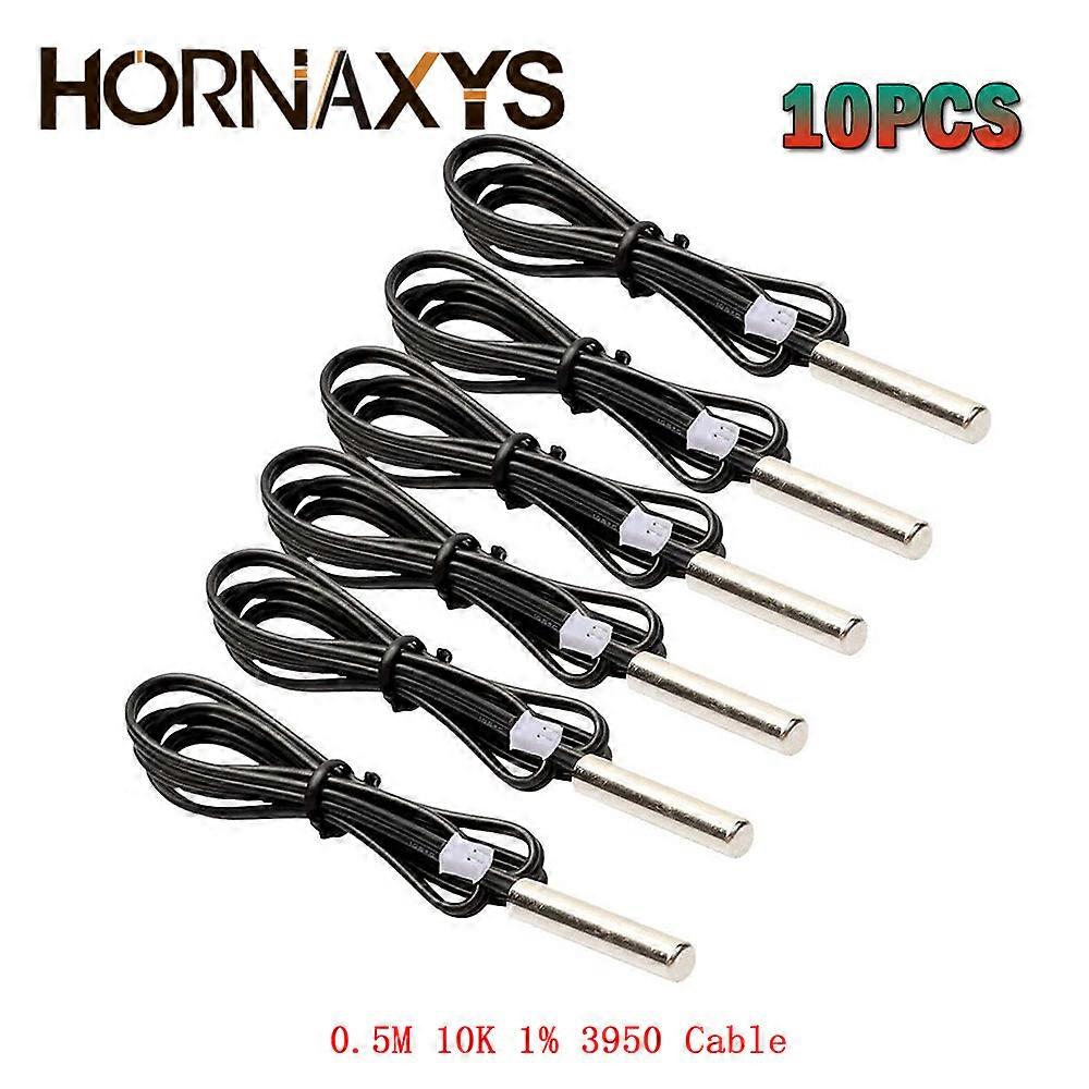 10pcs 0.5M NTC Thermistor Temperature Sensor Waterproof Probe Wire 10K 1% 3950 For W1209 W1401 Cable NTC Thermistor Sensors