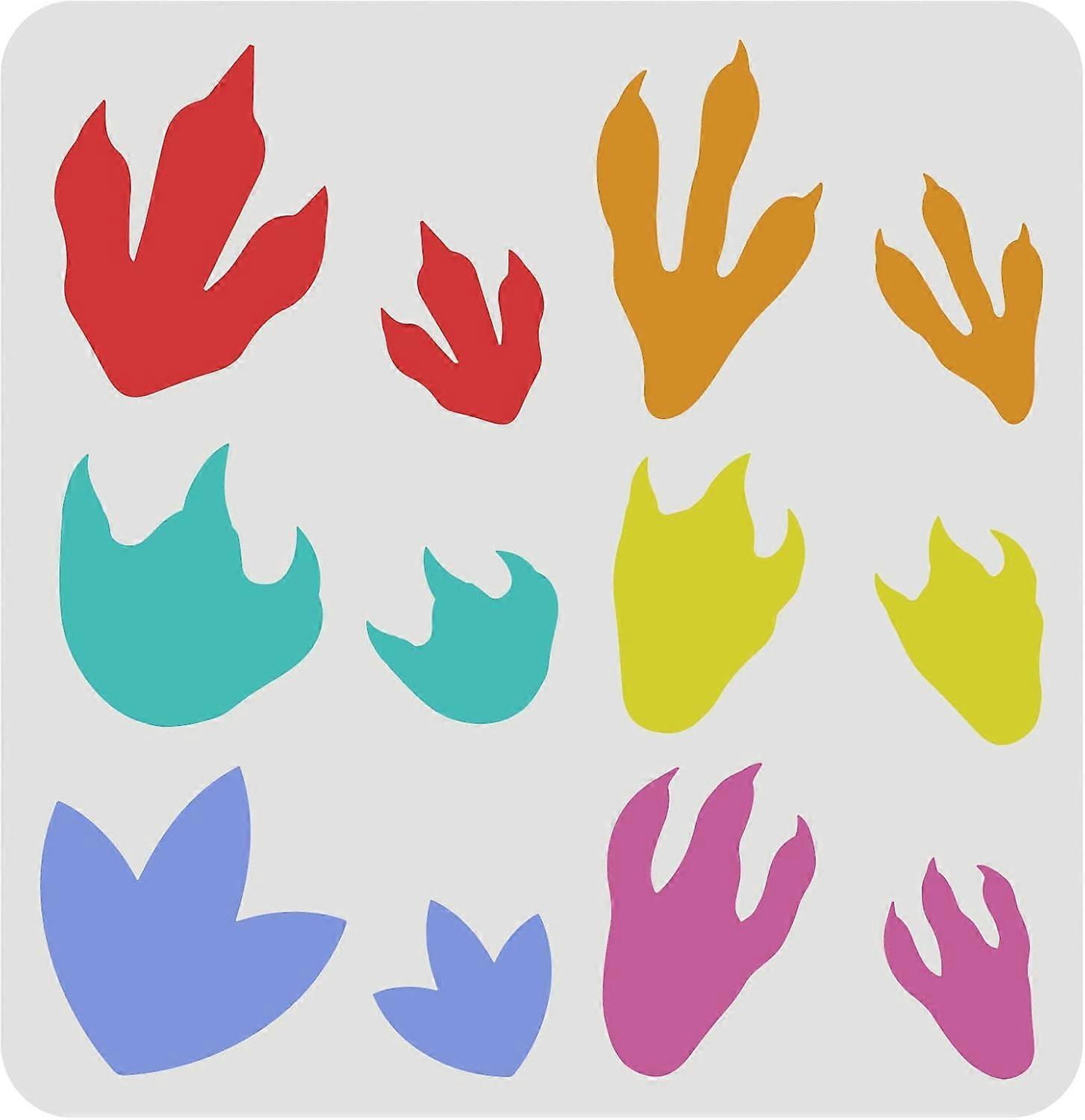 Dinosaur Foot Print Stencil 11.8x11.8inch Reusable 12 Style Dinosaur Paw Print Painting Stencil Mylar Animal Paw Print Stencil for Painting on Paper T