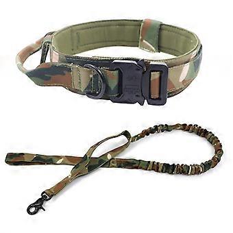 Tactical Dog Collar Outdoor Dog Training Traction Rope for Large and Medium Dogs Military Dog Tactical Dog Training Camouflage Collar(M)