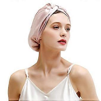 1Pc, 19 Momme PINK Maulbeerseide Schlafkappe für Frauen Haarpflege, natürliche Seide Nachtmütze mit elastischem Halt am Kopf