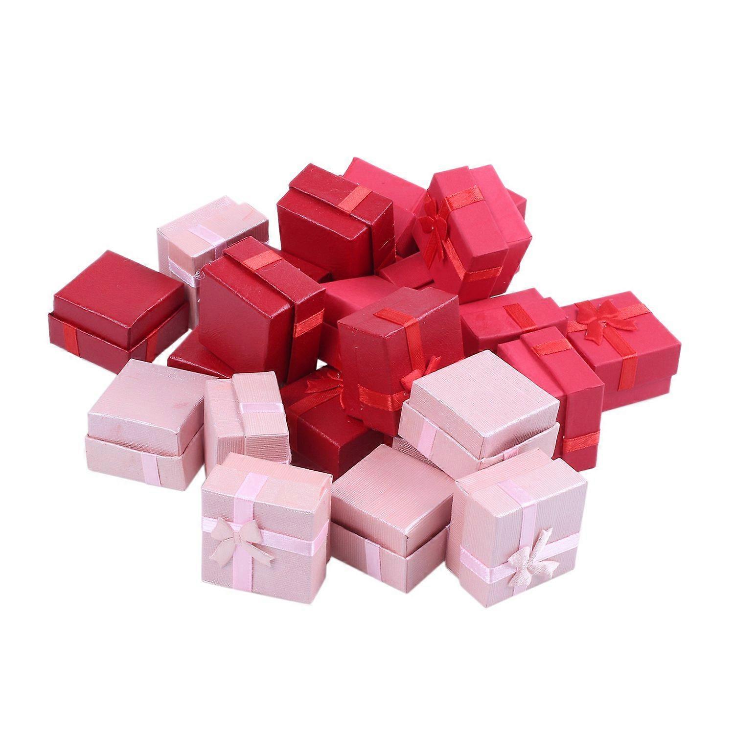 24-Piece Gift Box Set - Square Ring Jewelry Box for Anniversaries, Weddings, Birthdays, Assorted Colors