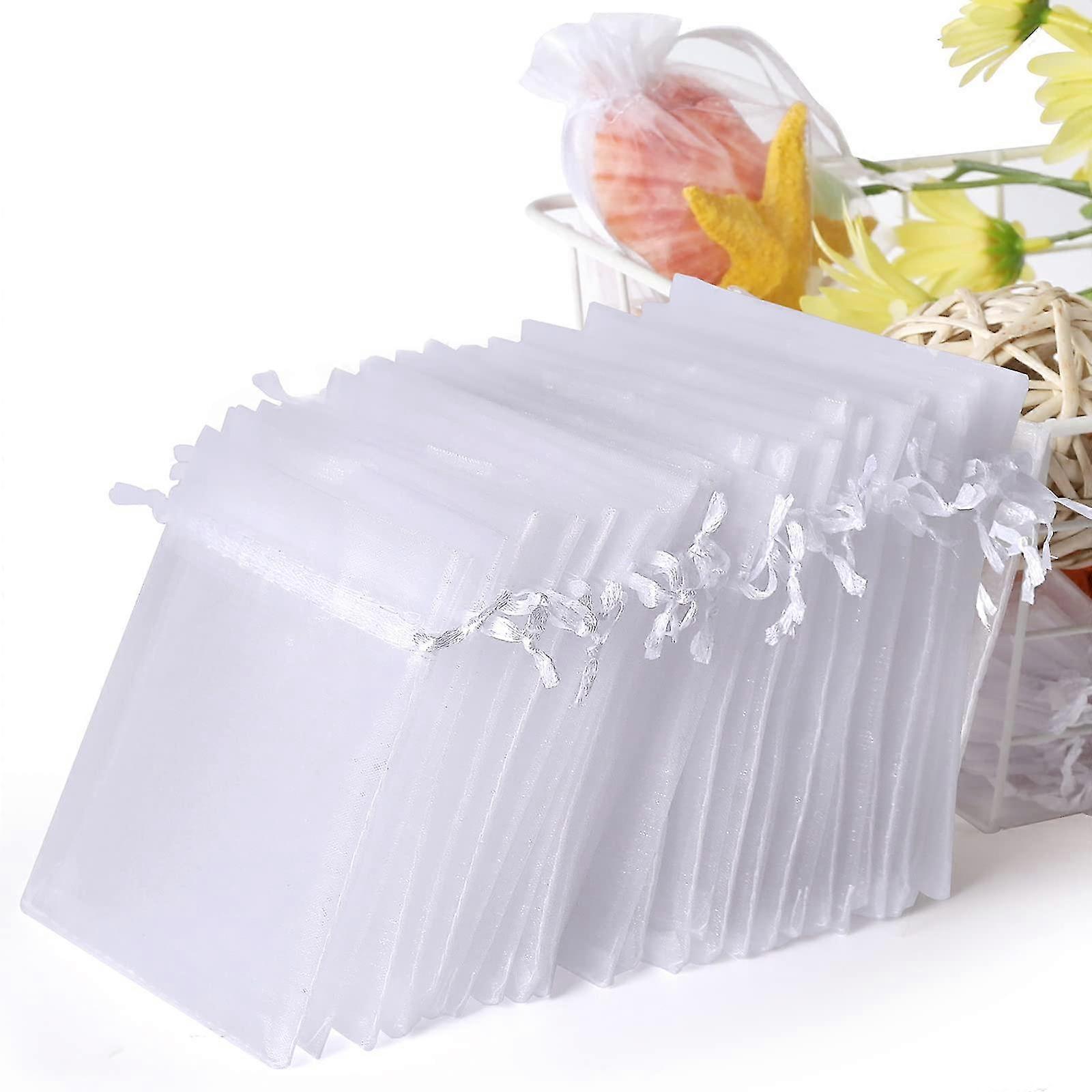 100pcs 4x6" (10x15cm) Sheer Organza Bags, Wedding Favor Bags With Drawstring, Jewelry Pouches Bags