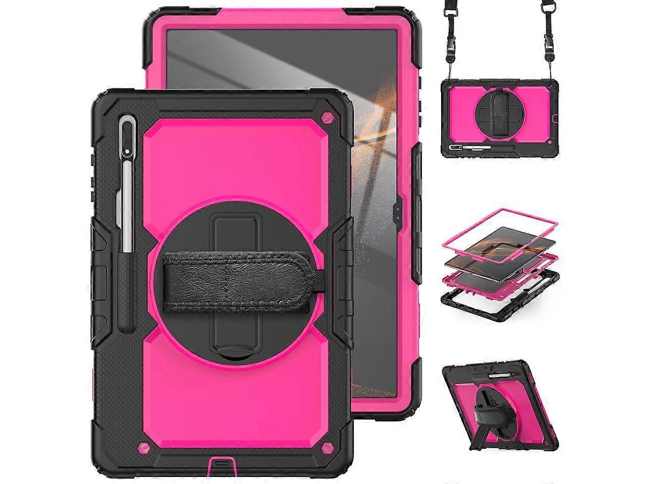 Samsung Galaxy Tab S8 Ultra 14.6 inch Case Model SM-X900 / SM-X906 with S Pen Holder, Rugged Heavy Duty Shockproof Protective Cover with Rotating Kick