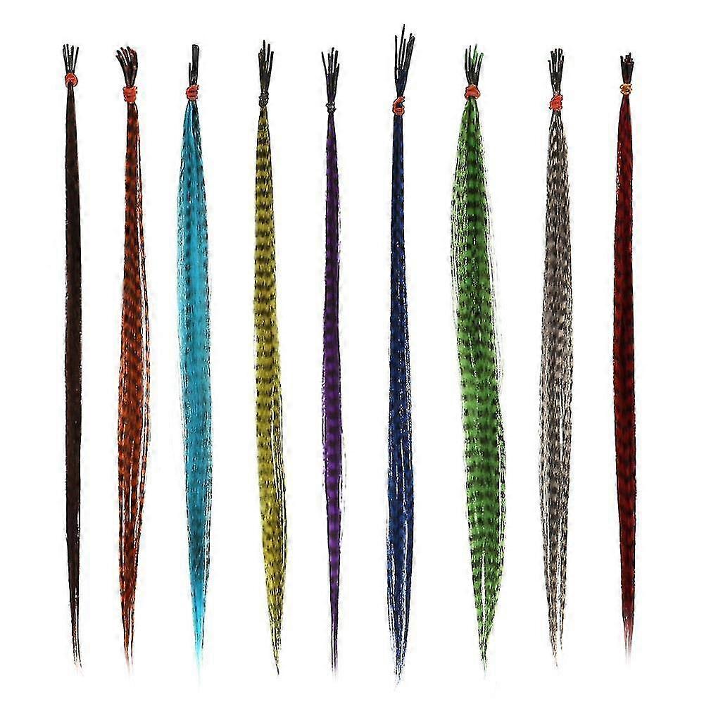 18pcs 16 Inch Synthetic Grizzly Rooster Feather Hair Extension Feathers