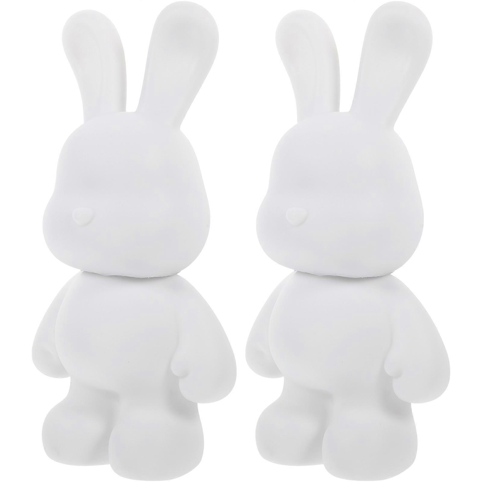 2pcs άσπρα κουνελάκια κουμπαριά ημιτελή κουμπαράδες κουνελιών ημιτελή παιχνίδια τράπεζας νομισμάτων