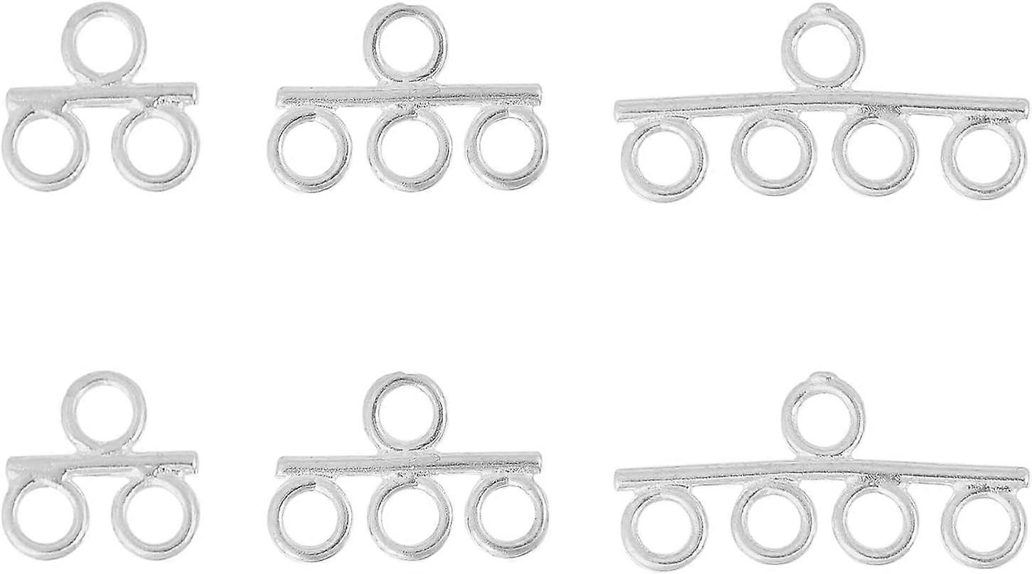 6Pcs 3 Styles 925 Sterling Silver Column Chandelier Component Links with 1Pc Double Sided Suede Fabric Silver Polishing Cloth Silver 8.5x8.5~18.5x1mm