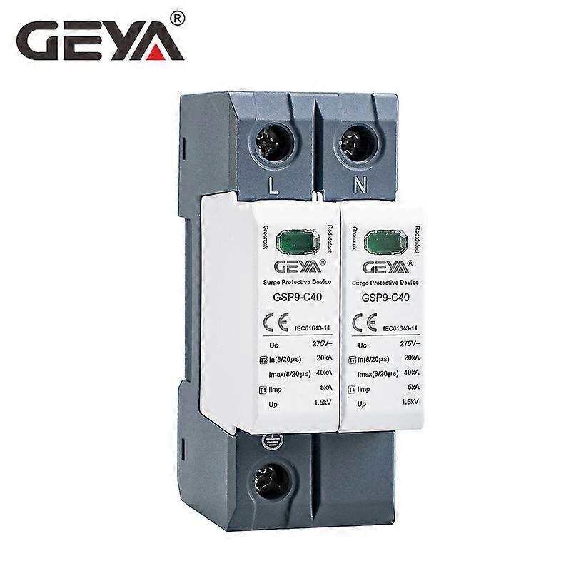 GEYA GSP9 2Pole Parafoudre 20KA-40KA SPD AC275V AC385V 400V 440V SPD Protecteur de surtension domestique 1P + N Rail Din