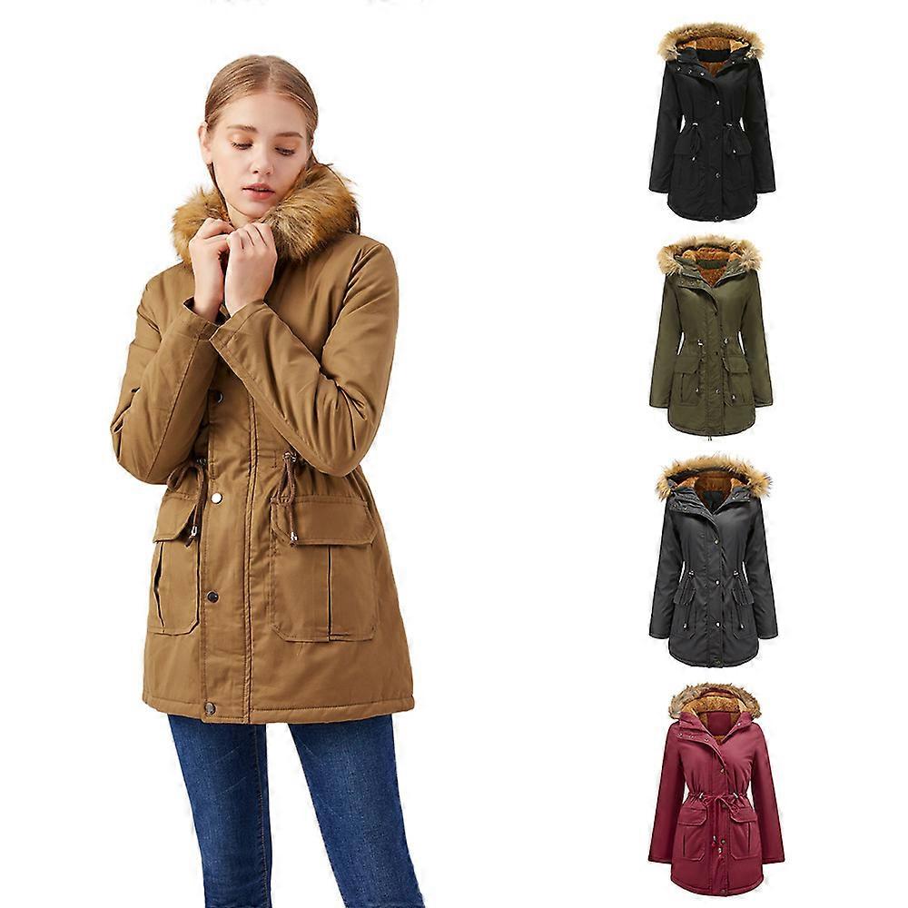 Womens Winter Coat Fur Collar Hooded Jacket