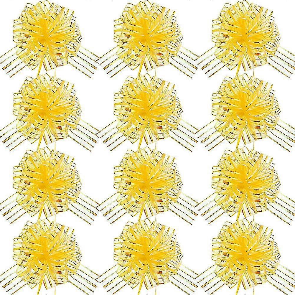 12 Pieces Pull Bow Large Organza Pull Bow Gift Wrapping Pull Bow With Ribbon