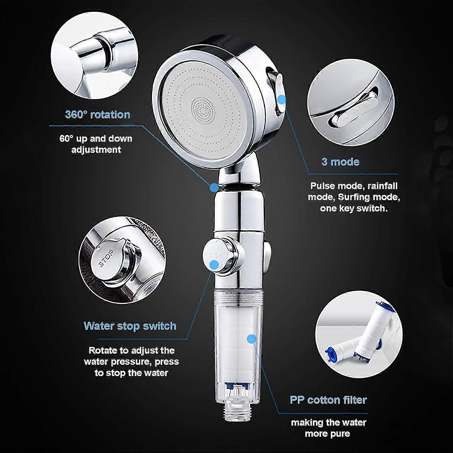 Hand Showers Shower head set with replacement hose and holder 3-level high pressure water-saving sho