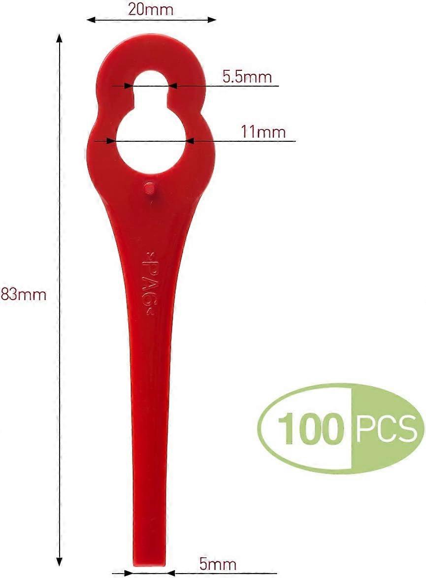 Set of 100 replacement plastic blades for Florabest LIDL trimmers - length 8.3cm