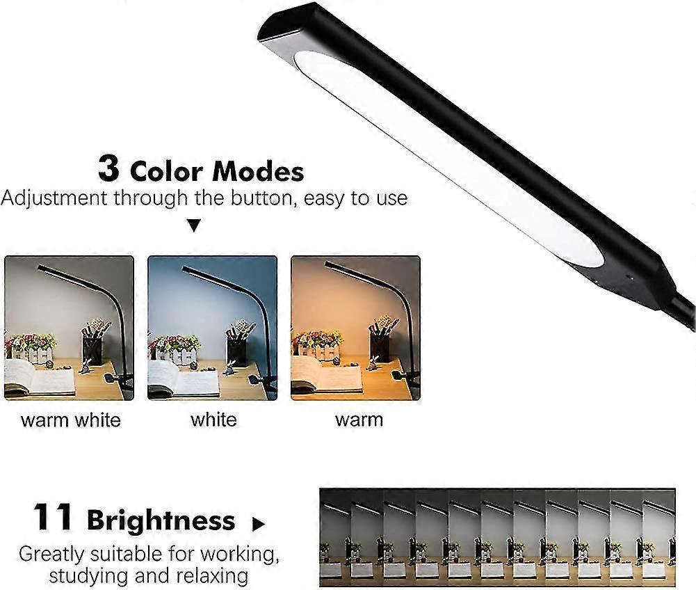 Reading Lamp With Clamp, Book Lamp With 3 Modes & 11 Brightnesses Usb Clamp Ligh