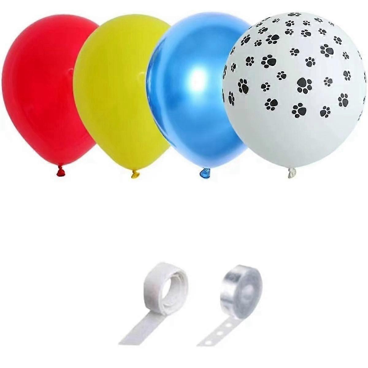 Dog Paws Print Balloon Garland Set Red Yellow Metallic Blue Latex Balloon for Party