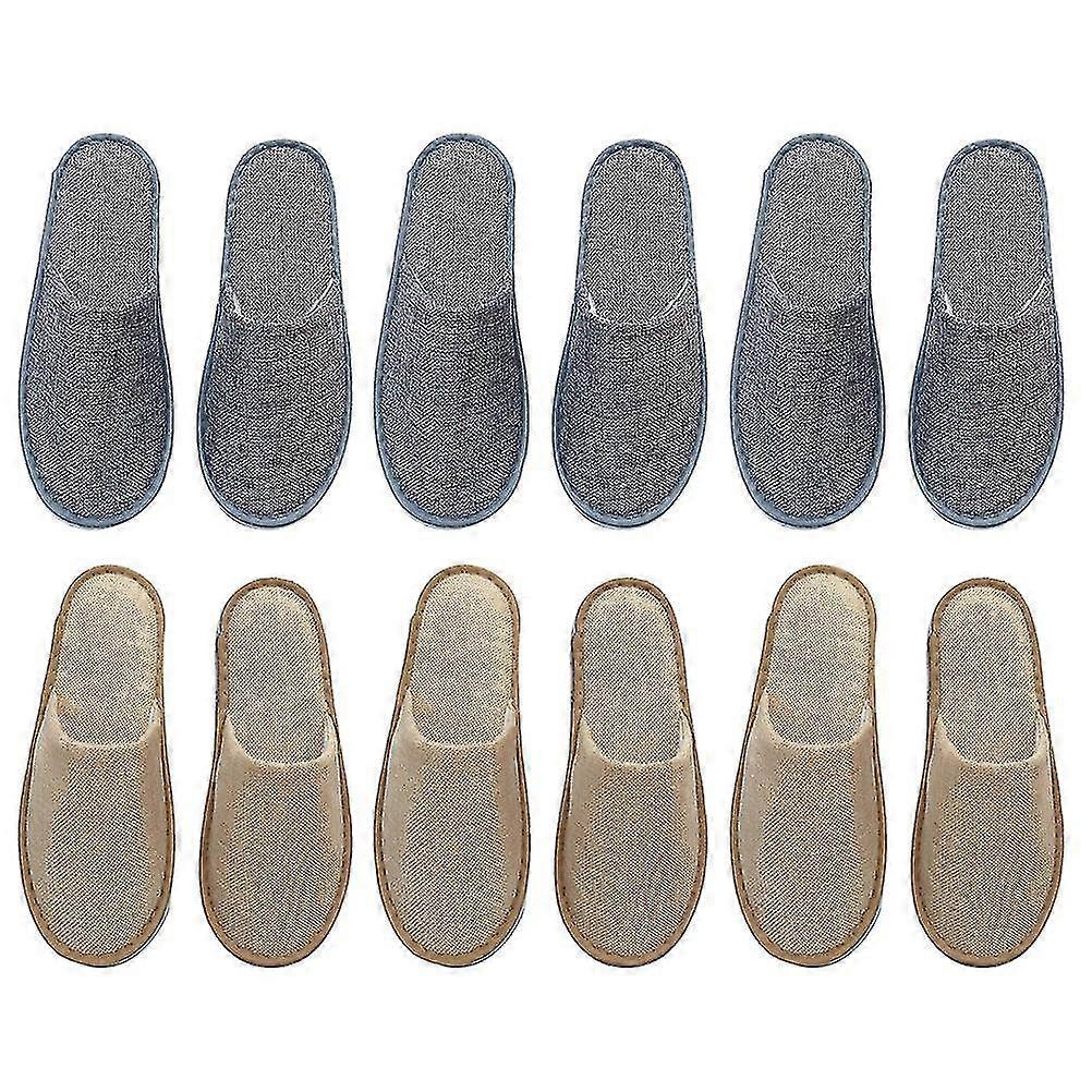 6 Pair Slipper One-time Chic Soft Disposable Linen Slipper Hotel Slipper Non-slip Slipper Willow Leaf Shoe A