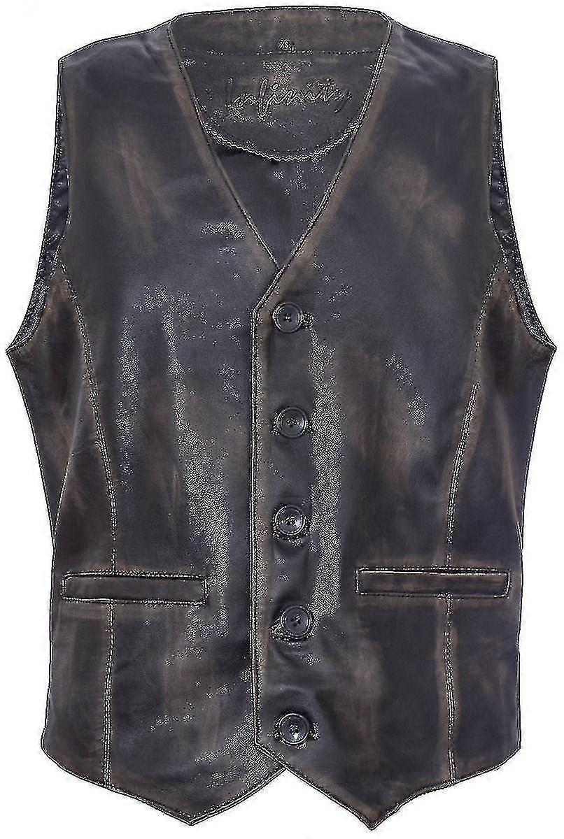 Herre Soft Vintage Sort Læder Vest