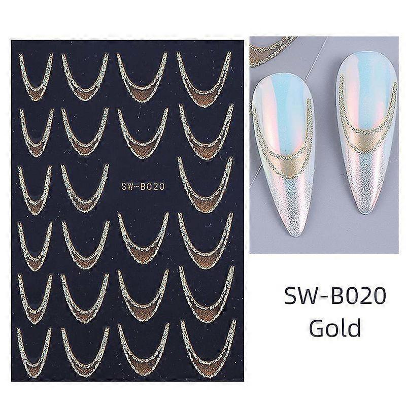 Fashion Shimmering Glitter French Gradient Nail Art Stickers Line Press On Nails Decals Manicure Decorations DIY
