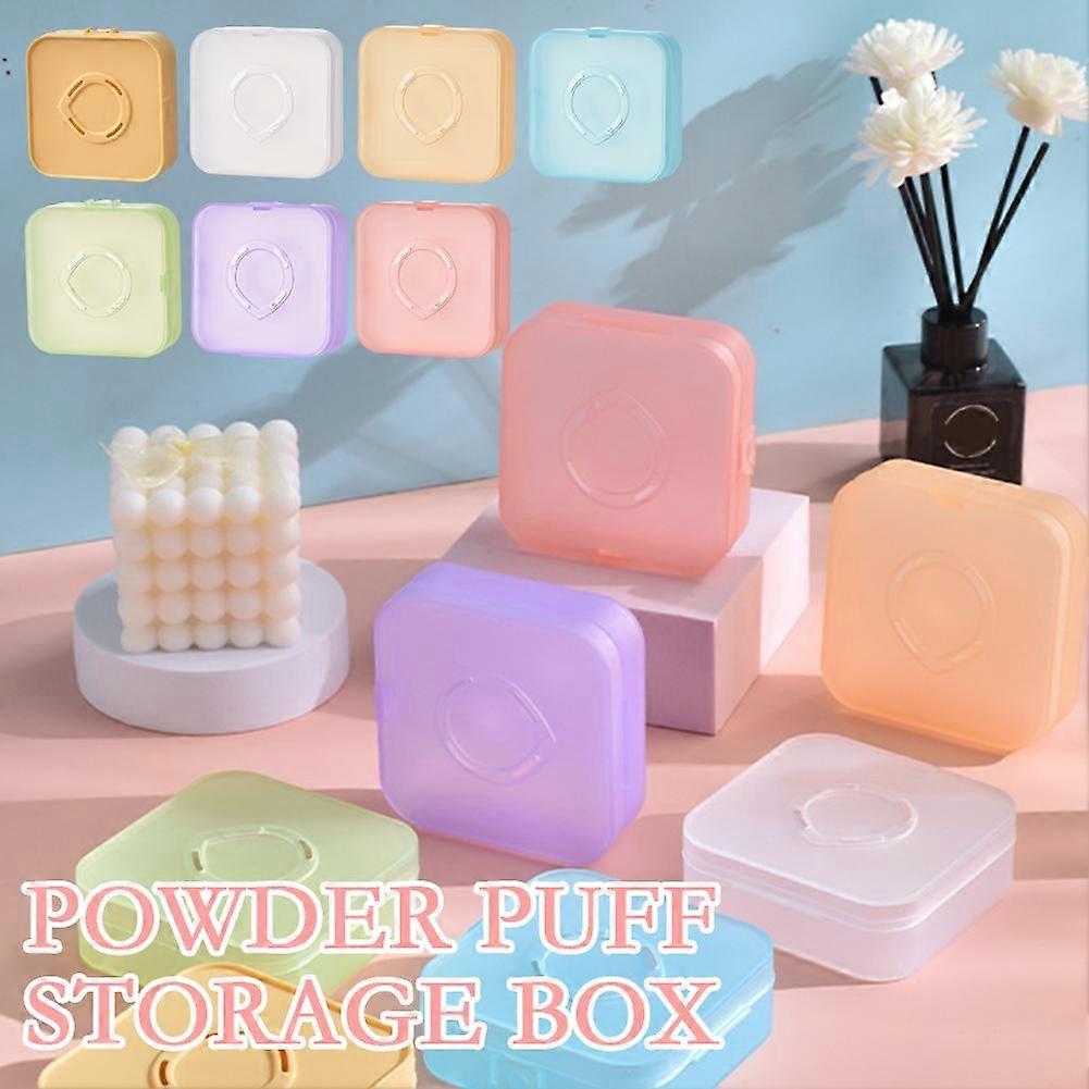Transparent purple (F)$Powder puff storage box camera powder puff box breathable dustproof large powder puff box