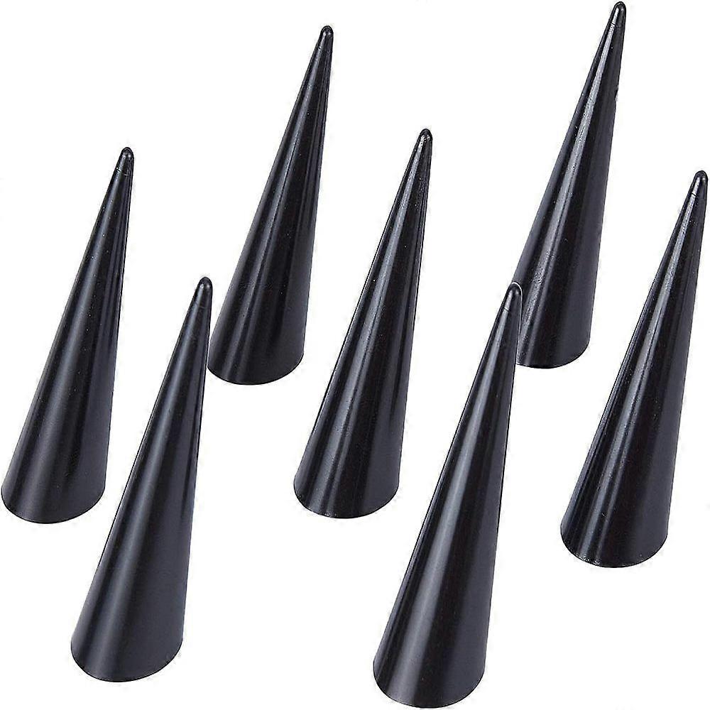 Acrylic Cone Shaped Finger Ring Display Stands Black 2.62x2.43x6.9cm