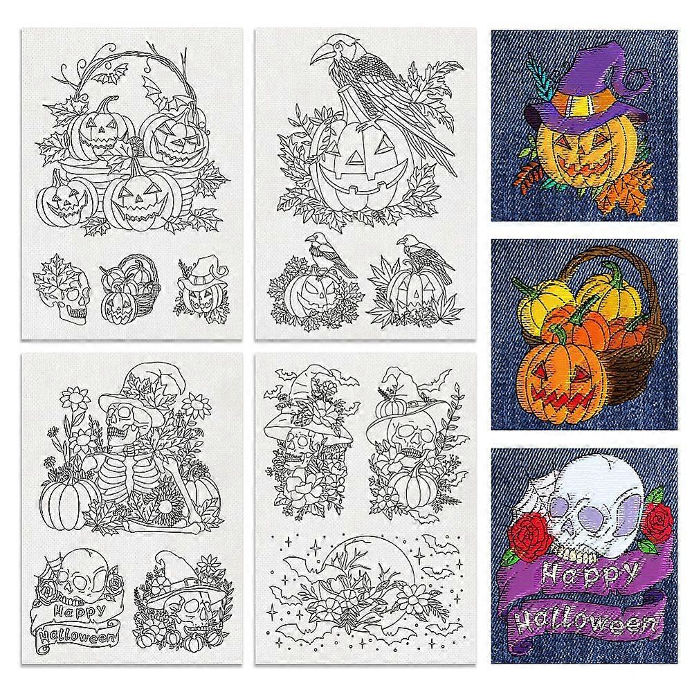 4 Sheets 11.6x8.2 Inch Stick and Stitch Embroidery Patterns Non-woven Fabrics Water Soluble Embroidery Stabilizers Mixed Shapes 297x210mmm