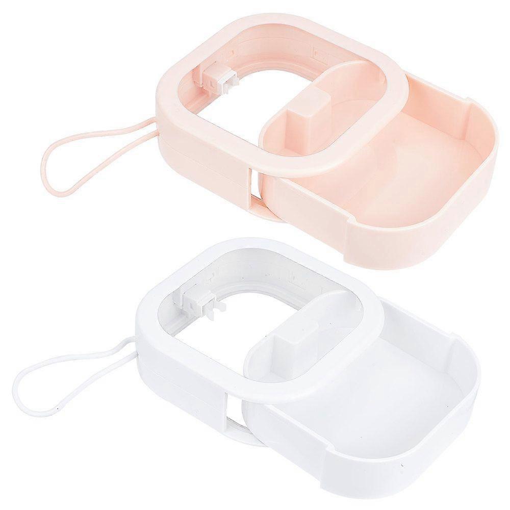 4Pcs 2 Colors Square ABS+TPE Multifunction Pocket-Sized Push Button Storage Box Clear Window Portable Travel Small Items Case with Hanging Rope Mixed