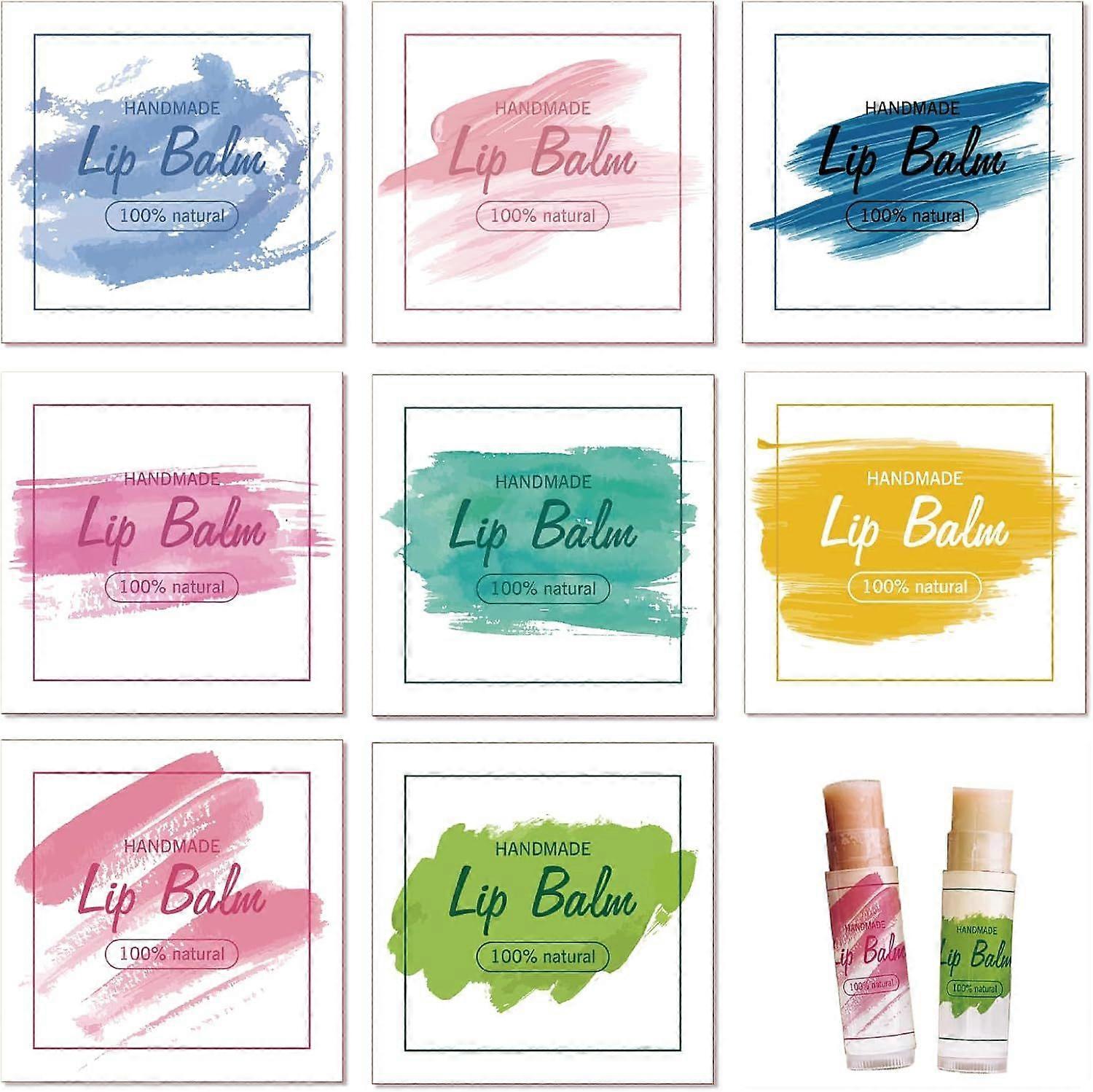 80Pcs 8 Styles Lip Balm Sticker Watercolor Graffiti Pattern Self-Adhesive Homemade Printable Lip Balm Labels Square DIY Label Stickers for Lip Balm Co