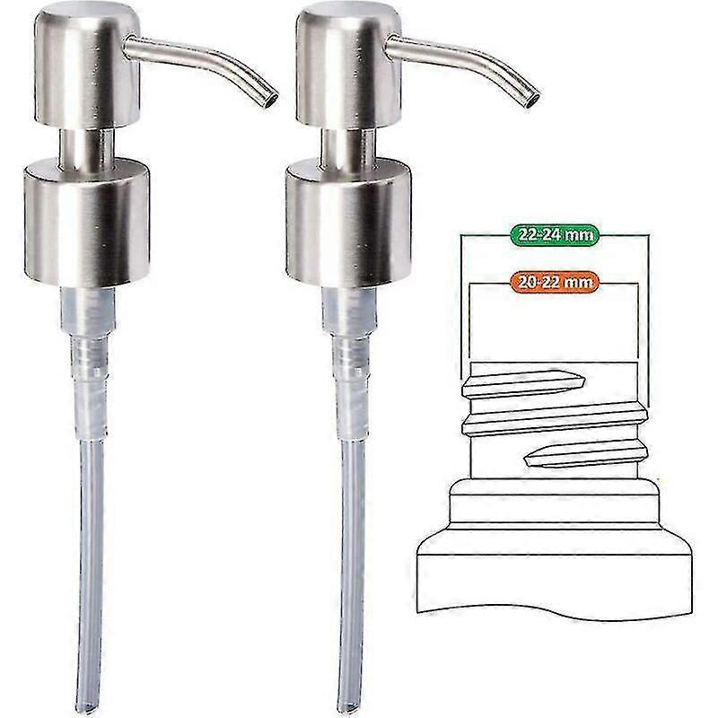 液体石鹸ディスペンサー用交換用ポンプ - ステンレス鋼、ブラッシュ仕上げステンレス鋼、2個 - 24mm