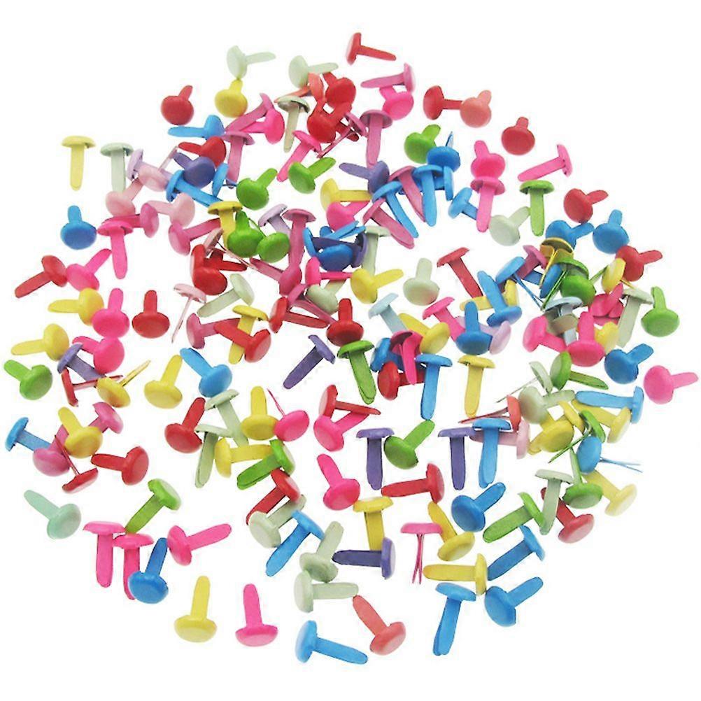 100pcs Mini Round Brads Two-legged Horn Nails Children's Handmade Materials Paper Craft Stamping Scrapbooking DIY Tool (Random Multicolor)