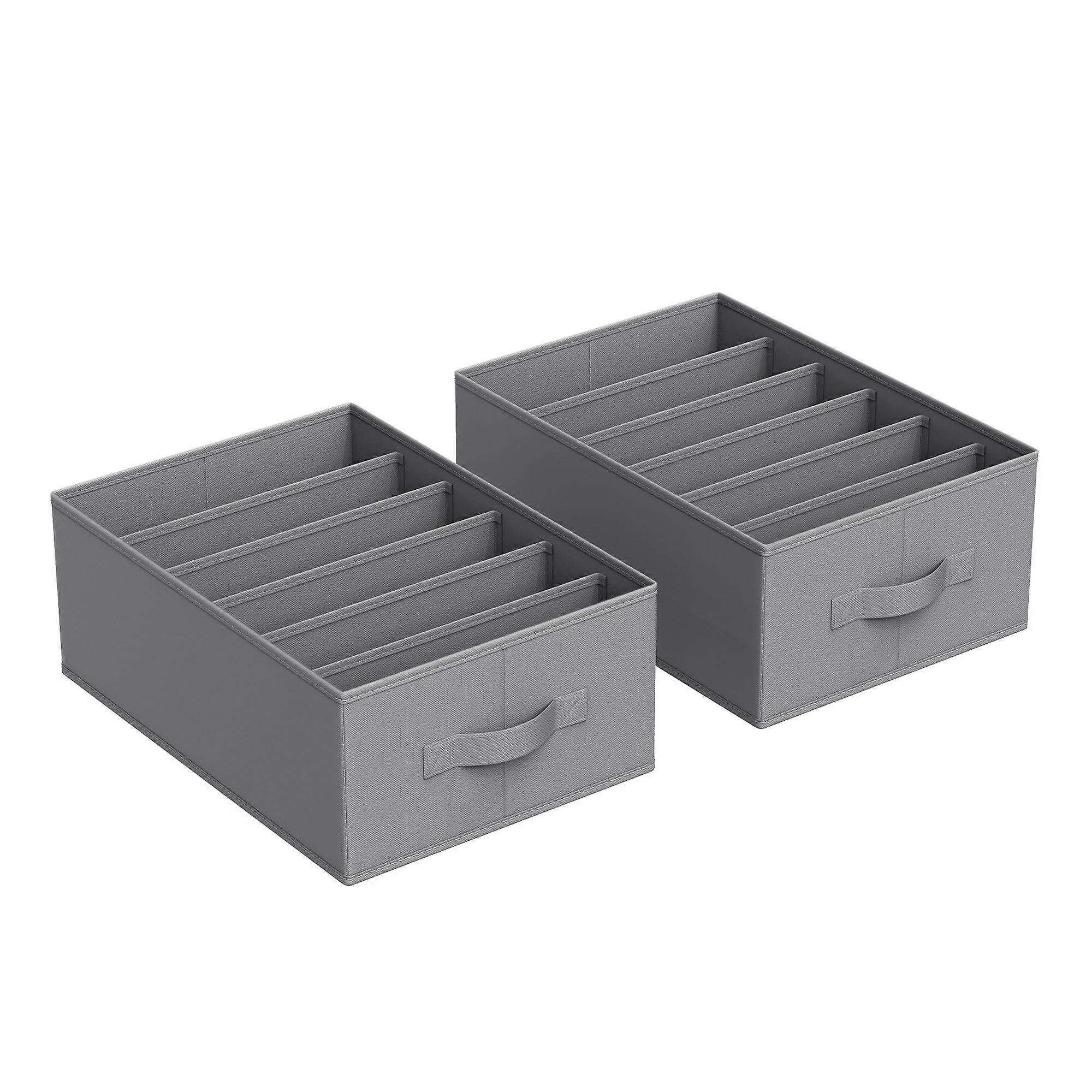 Set of 2 Large Wardrobe Clothes Organizers, 6-Compartment Foldable Drawers