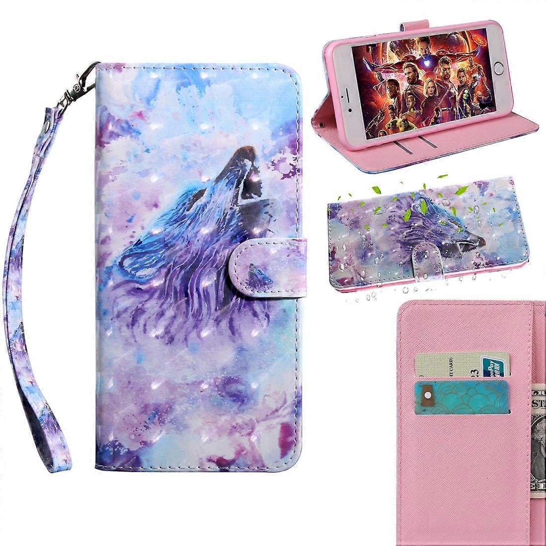 3D Painted Pattern Horizontal Flip TPU + PU Leather Case with Holder & Card Slots & Wallet & Lanyard