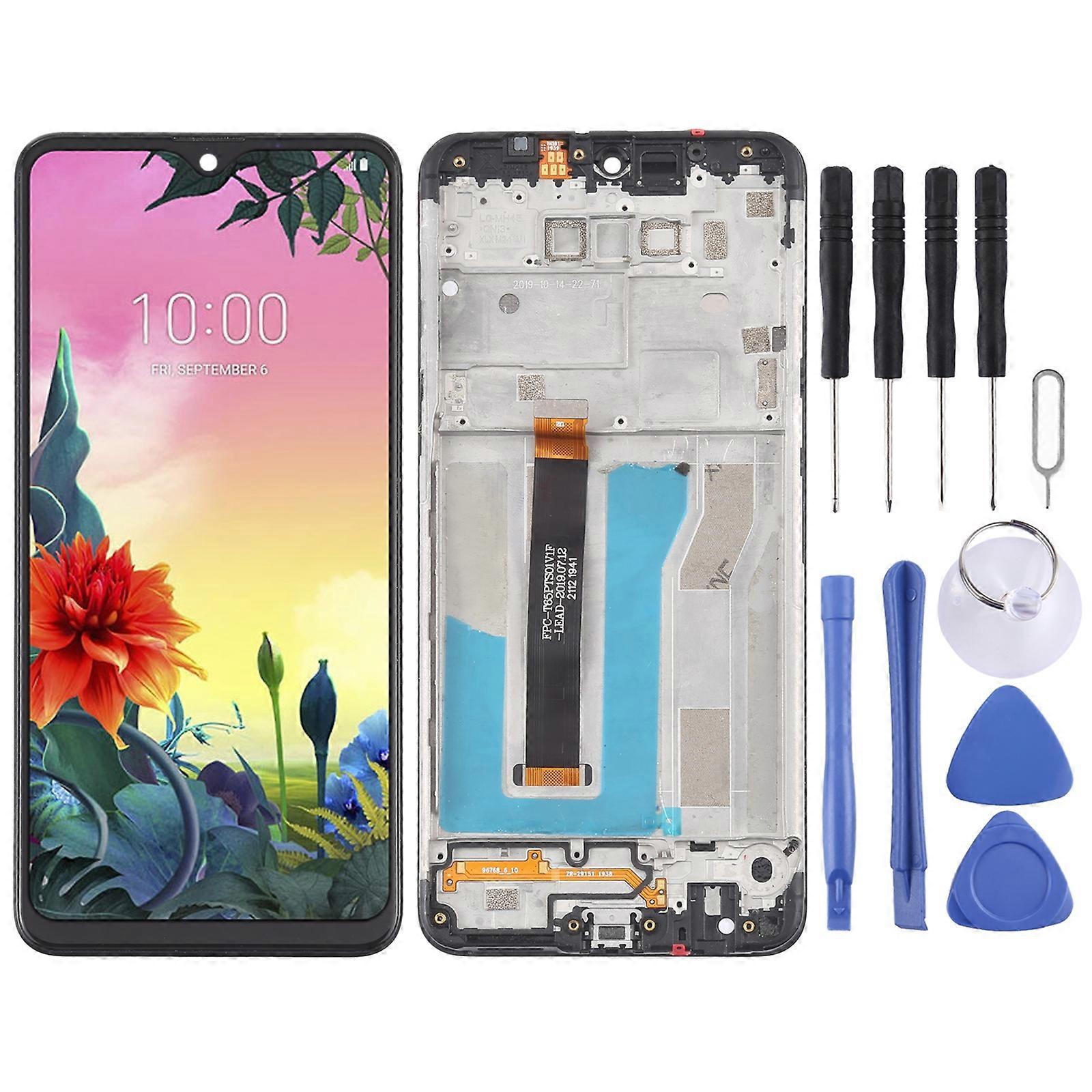LG K50S LMX450HM LM-X540 LM-X540BMW LMX540BMWデジタイザー用TFT LCDスクリーンフレーム付きフルアセンブリ