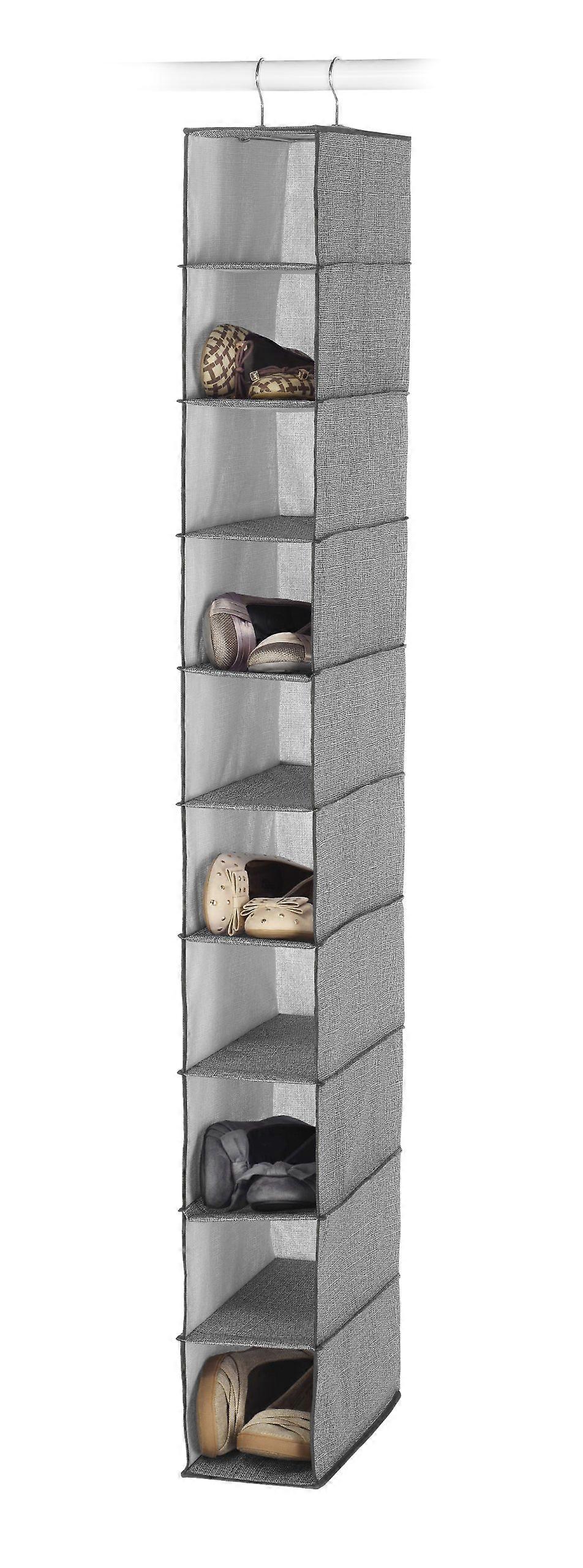 Hanging Crosshatch Shoe Shelves for Closet Organization, Adjustable Size, Durable Fabric, Efficient Space Saver