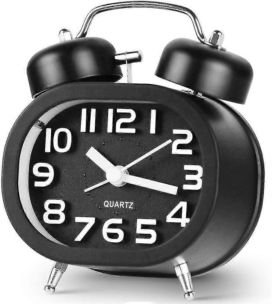 Alarm Clock Battery Powered Double Bell Retro Vintage Silent No Tick Bedside Clock Loud Alarm Clock With Bedroom
