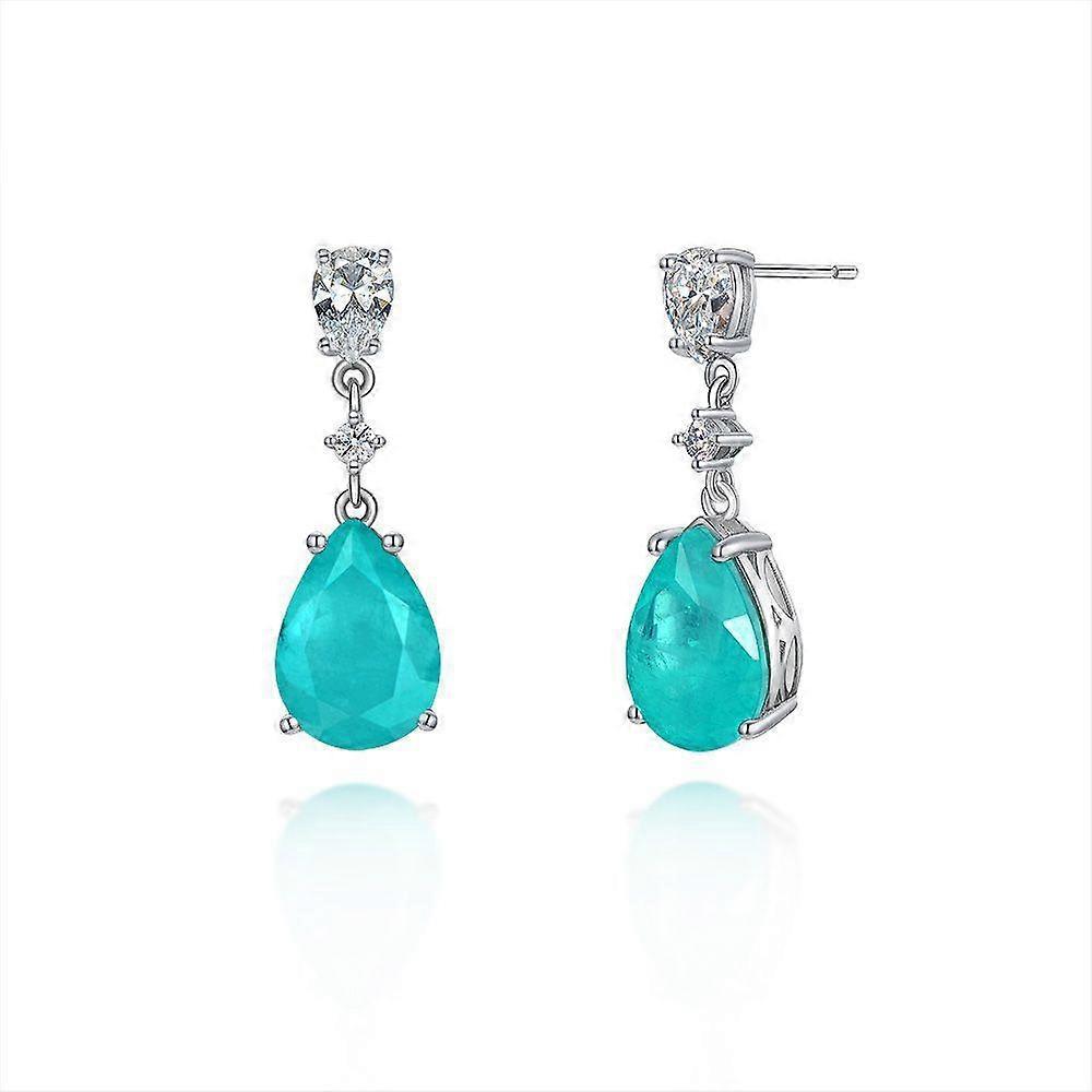 Gica Gema Paraiba Earrings 925 Sterling Silver 22.3mm Drop Earrings Unique Design Romantic Fine Jewelry Wedding Party Gifts New Trend